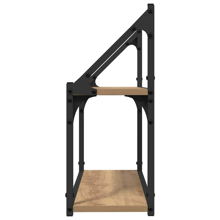 Wandplank artisanaal eikenkleurig 60 x 21 x 51 cm Bewerkt hout