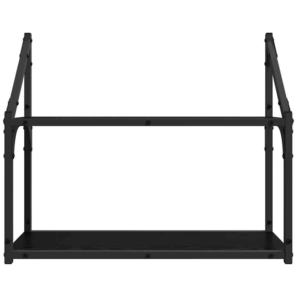 Wandplank met plank Zwart eiken 60 x 21 x 51 cm Bewerkt hout