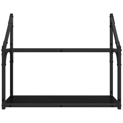 Wandplank met plank Zwart eiken 60 x 21 x 51 cm Bewerkt hout