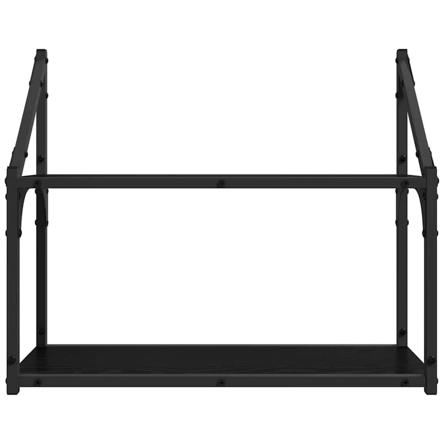 Wandplank met plank Zwart eiken 60 x 21 x 51 cm Bewerkt hout