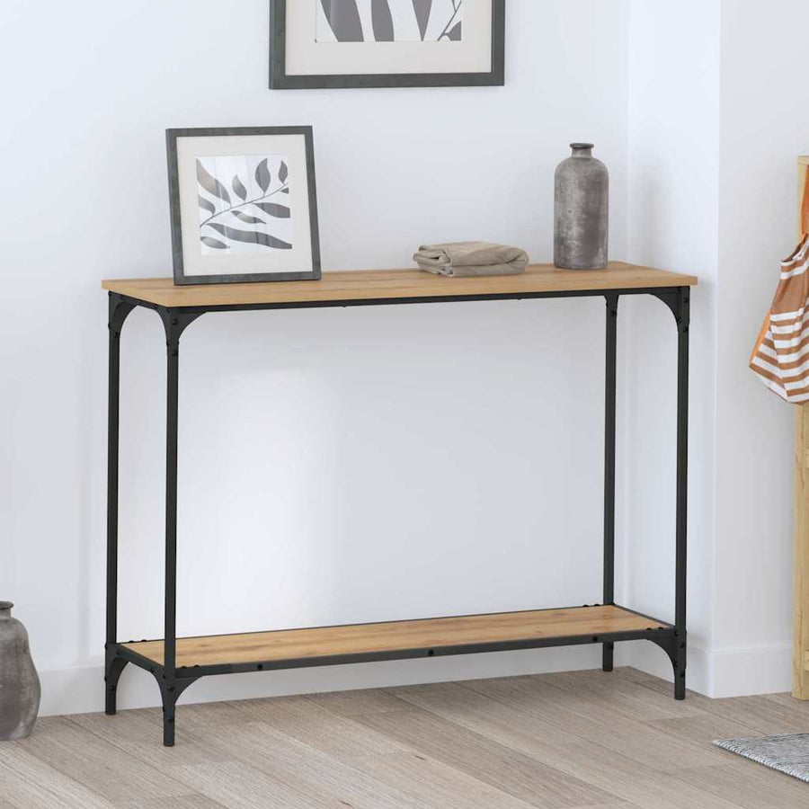 Wandtafel met plank artisanaal eikenkleurig 101 x 30.5 x 75 cm