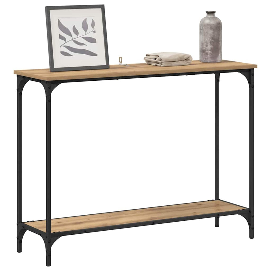 Wandtafel met plank artisanaal eikenkleurig 101 x 30.5 x 75 cm