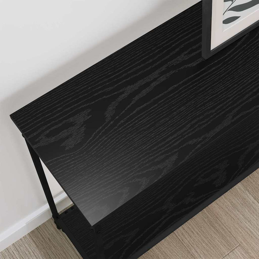 Wandtafel met plank Zwart eiken 101 x 30.5 x 75 cm Bewerkt hout