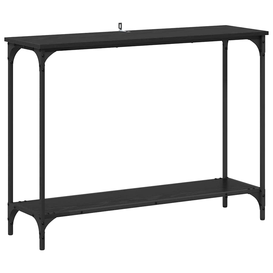 Wandtafel met plank Zwart eiken 101 x 30.5 x 75 cm Bewerkt hout