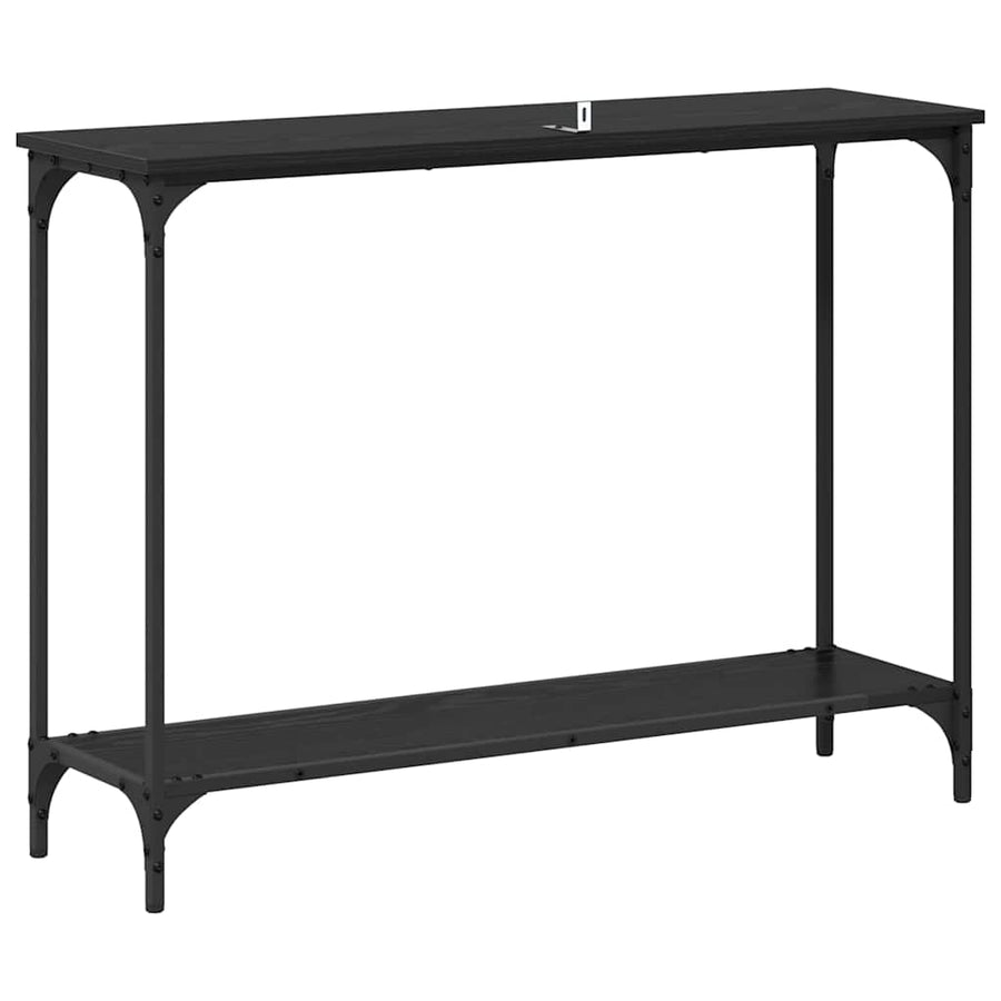 Wandtafel met plank Zwart eiken 101 x 30.5 x 75 cm Bewerkt hout