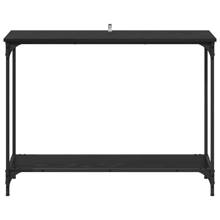 Wandtafel met plank Zwart eiken 101 x 30.5 x 75 cm Bewerkt hout