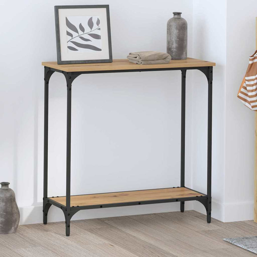 Wandtafel met plank artisanaal eikenkleurig 75 x 30.5 x 75 cm