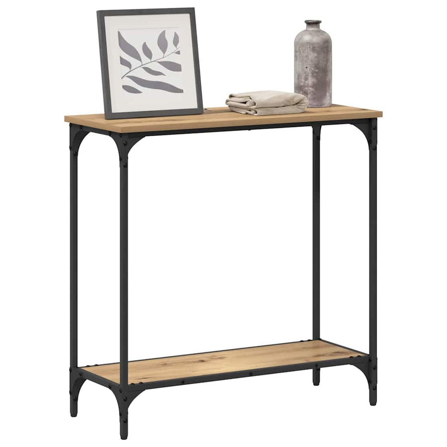 Wandtafel met plank artisanaal eikenkleurig 75 x 30.5 x 75 cm