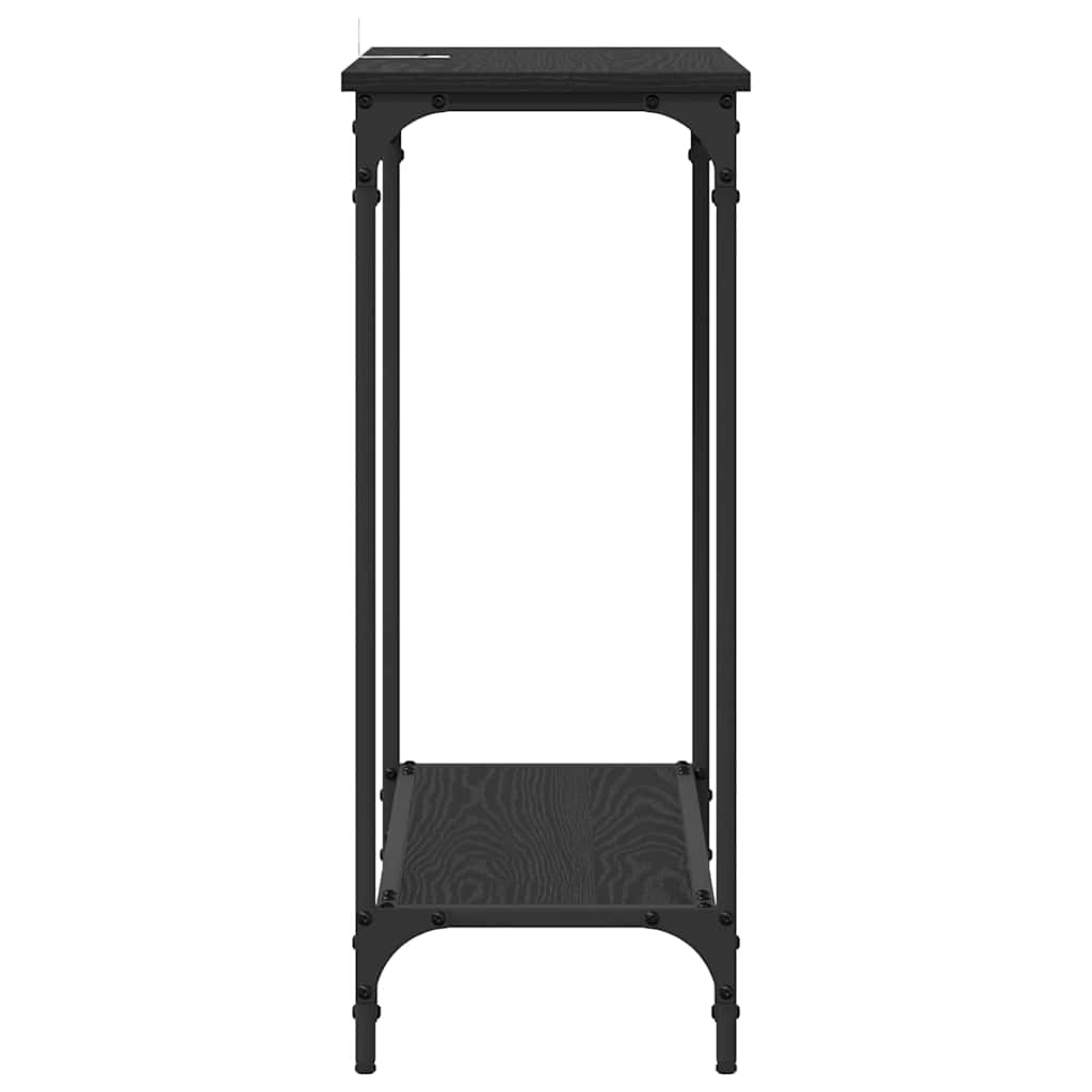 Wandtafel met plank Zwart eiken 75 x 30.5 x 75 cm Bewerkt hout