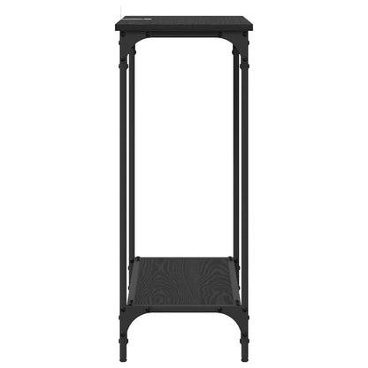 Wandtafel met plank Zwart eiken 75 x 30.5 x 75 cm Bewerkt hout