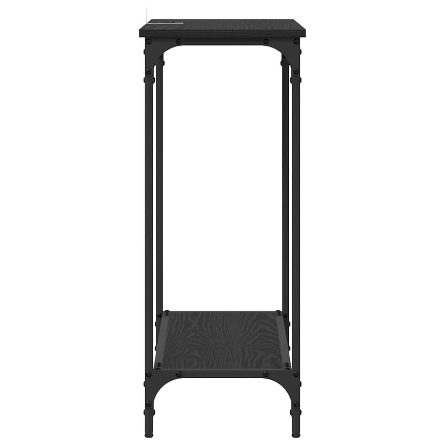 Wandtafel met plank Zwart eiken 75 x 30.5 x 75 cm Bewerkt hout
