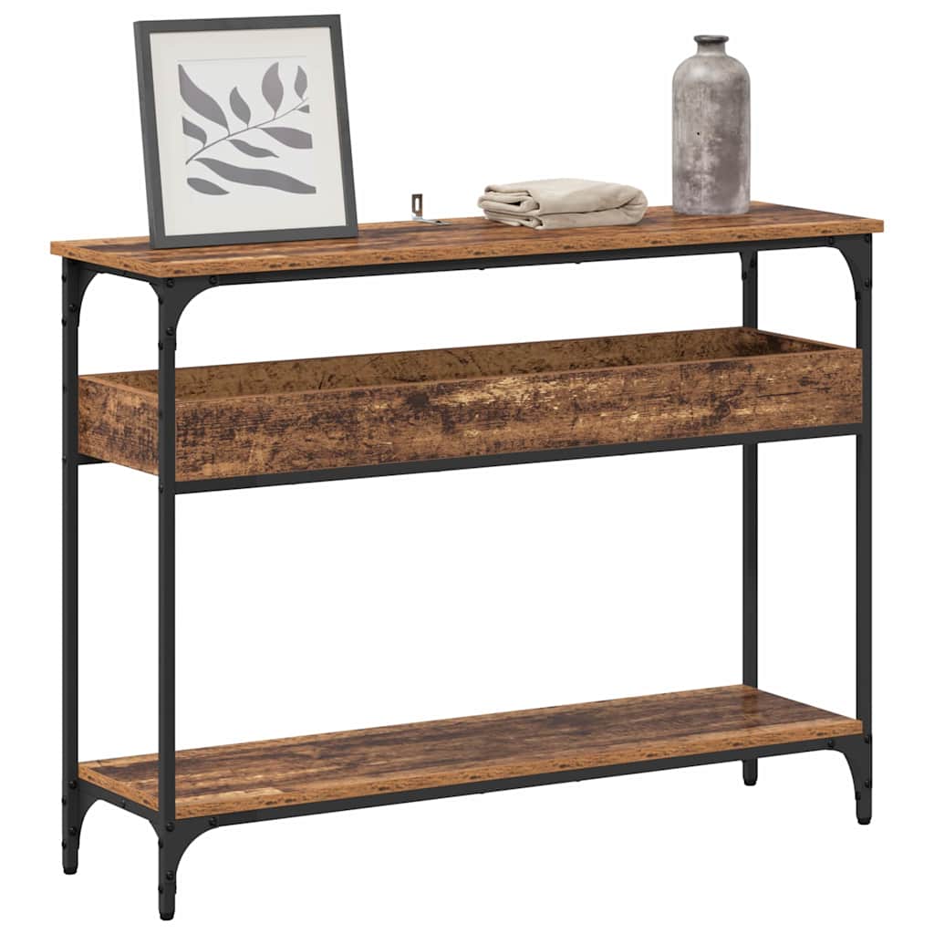 Wandtafel met plank Oud hout 100 x 29 x 75 cm Bewerkt hout