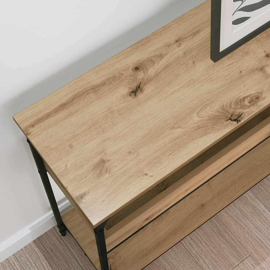 Wandtafel artisanaal eikenkleurig 100 x 29 x 75 cm Bewerkt hout