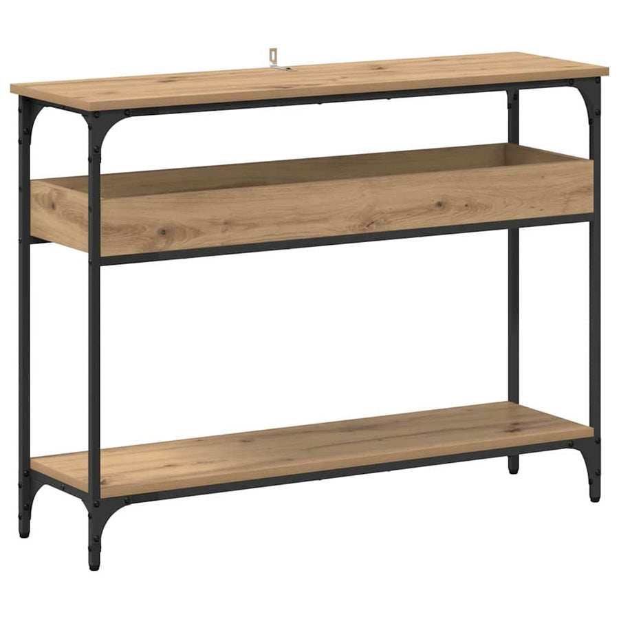 Wandtafel artisanaal eikenkleurig 100 x 29 x 75 cm Bewerkt hout