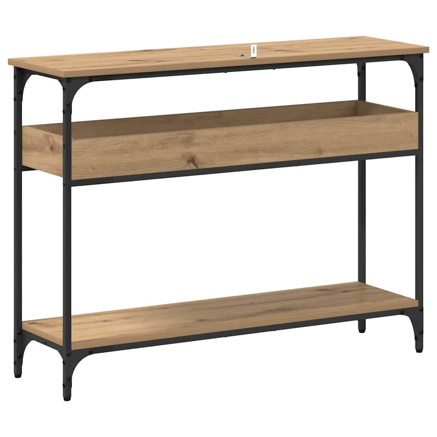 Wandtafel artisanaal eikenkleurig 100 x 29 x 75 cm Bewerkt hout