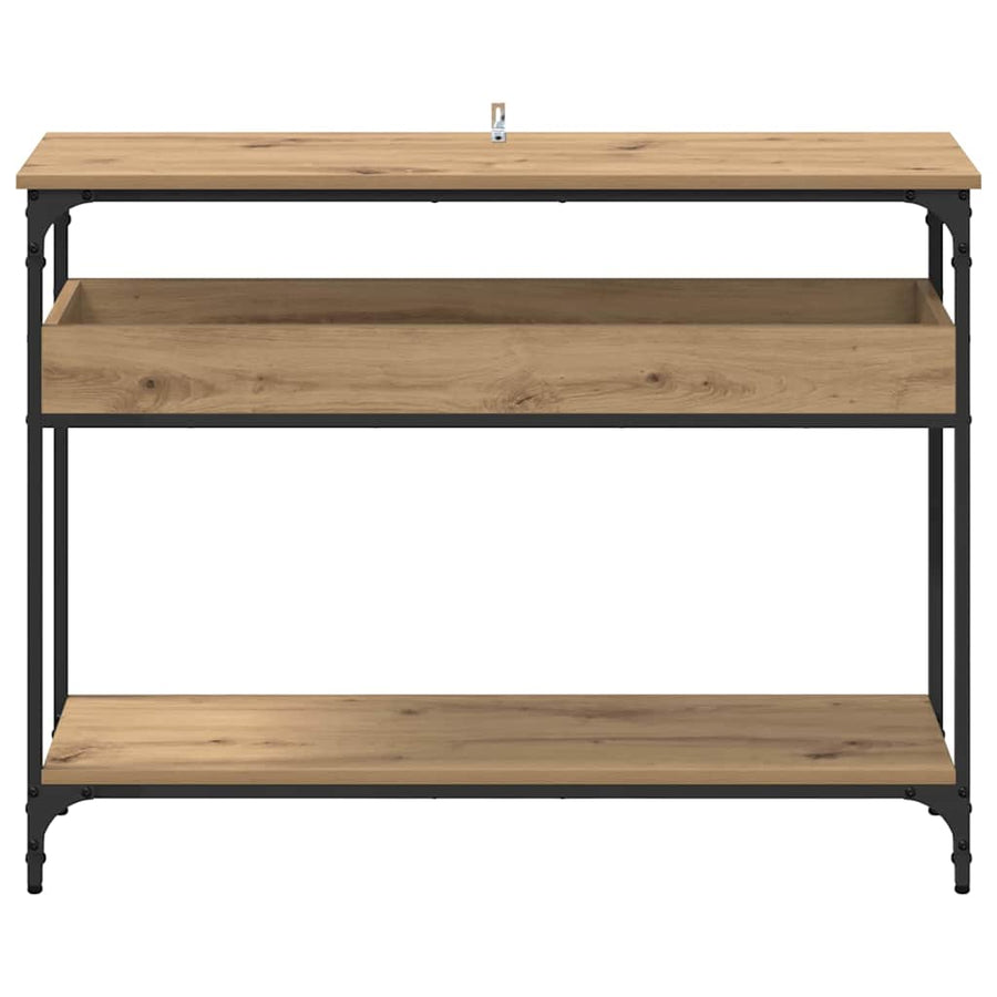 Wandtafel artisanaal eikenkleurig 100 x 29 x 75 cm Bewerkt hout
