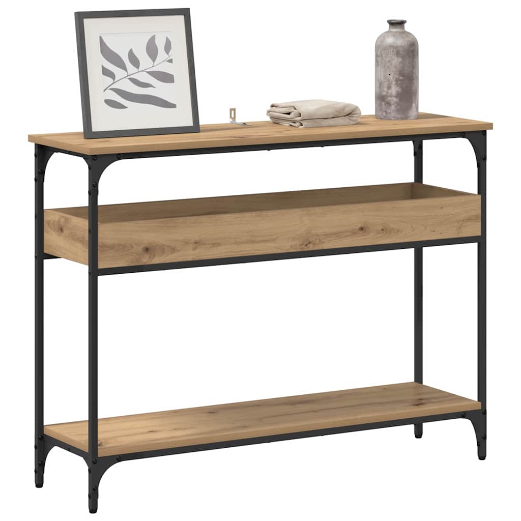 Wandtafel artisanaal eikenkleurig 100 x 29 x 75 cm Bewerkt hout
