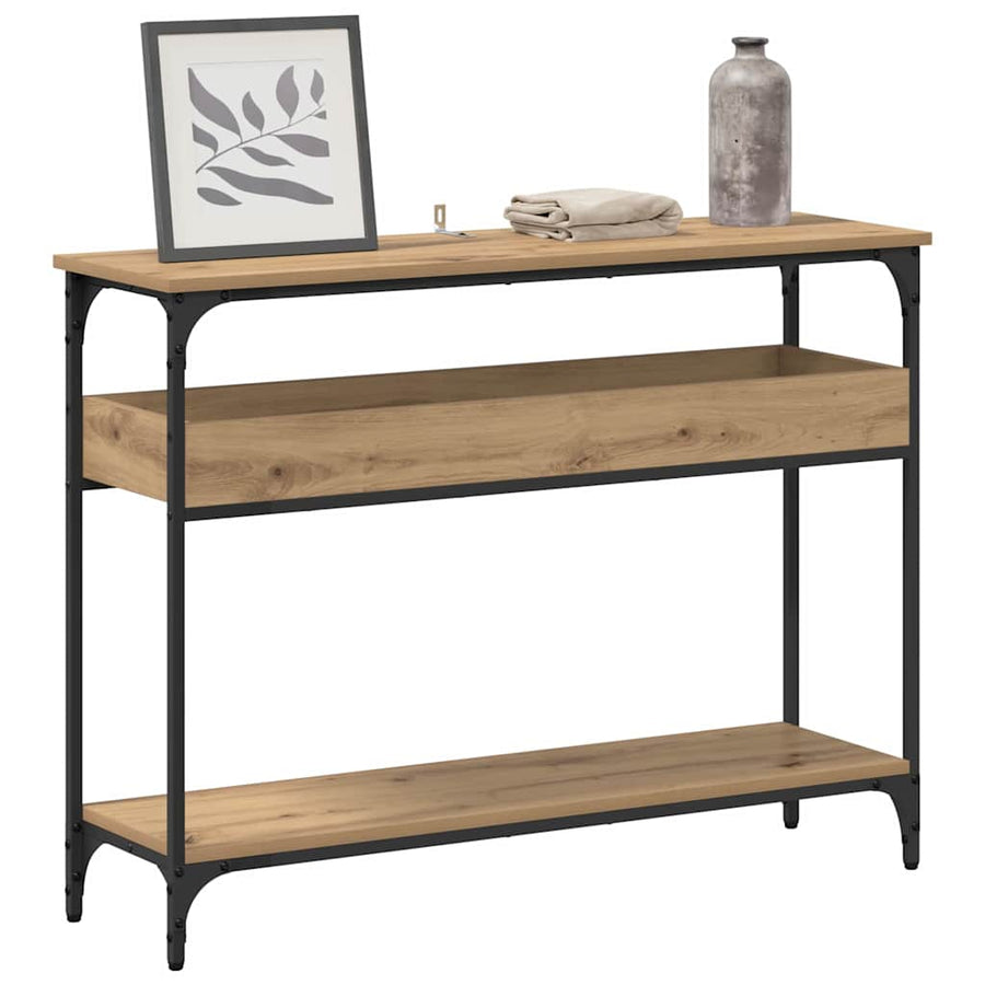 Wandtafel artisanaal eikenkleurig 100 x 29 x 75 cm Bewerkt hout