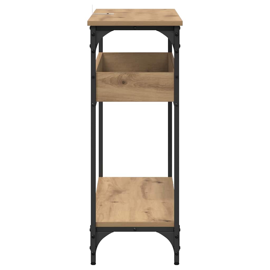 Wandtafel artisanaal eikenkleurig 100 x 29 x 75 cm Bewerkt hout