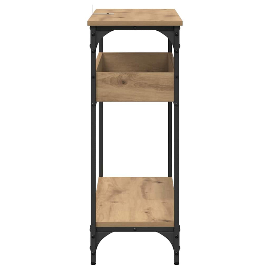Wandtafel artisanaal eikenkleurig 100 x 29 x 75 cm Bewerkt hout
