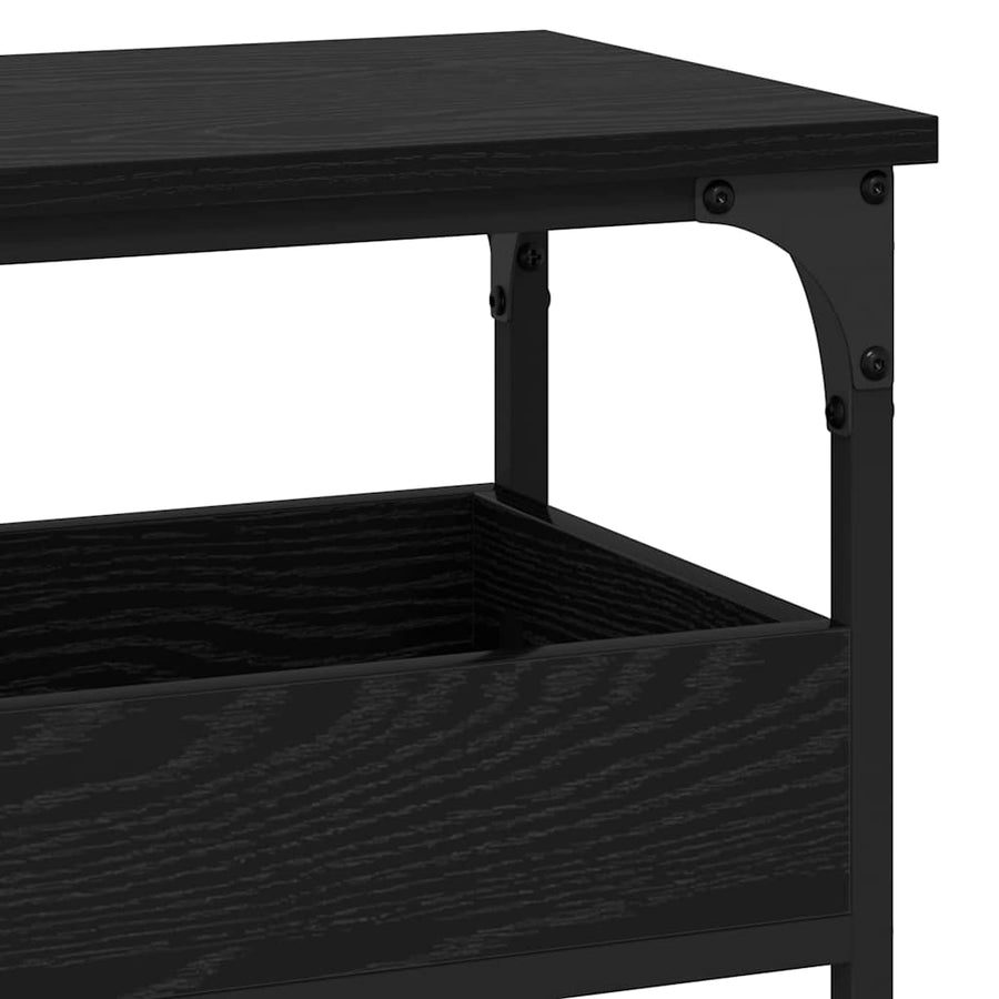 Wandtafel met plank Zwart eiken 100 x 29 x 75 cm Bewerkt hout