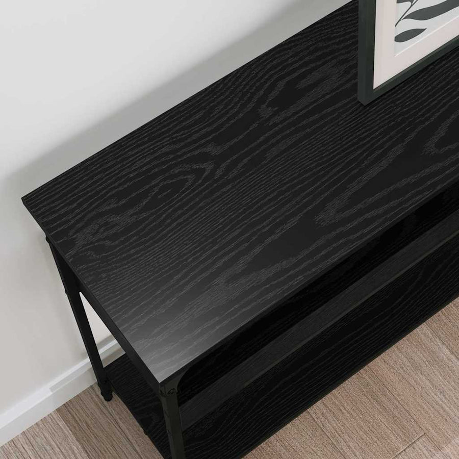 Wandtafel met plank Zwart eiken 100 x 29 x 75 cm Bewerkt hout