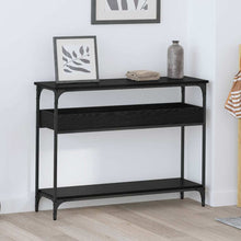 Wandtafel met plank Zwart eiken 100 x 29 x 75 cm Bewerkt hout