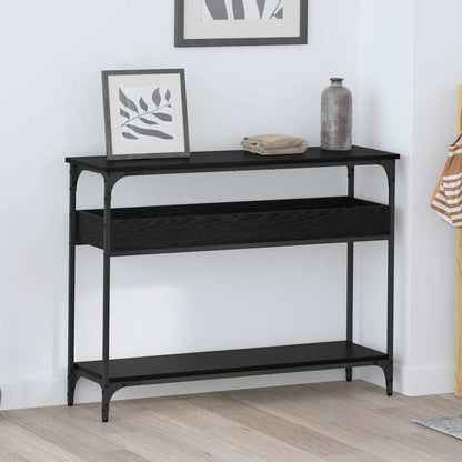 Wandtafel met plank Zwart eiken 100 x 29 x 75 cm Bewerkt hout