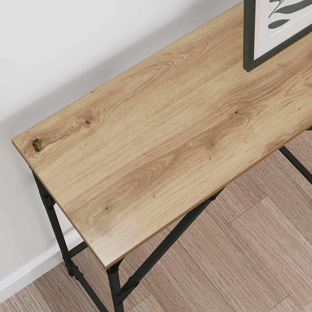 Wandtafel artisanaal eikenkleurig 140 x 29 x 75 cm Bewerkt hout