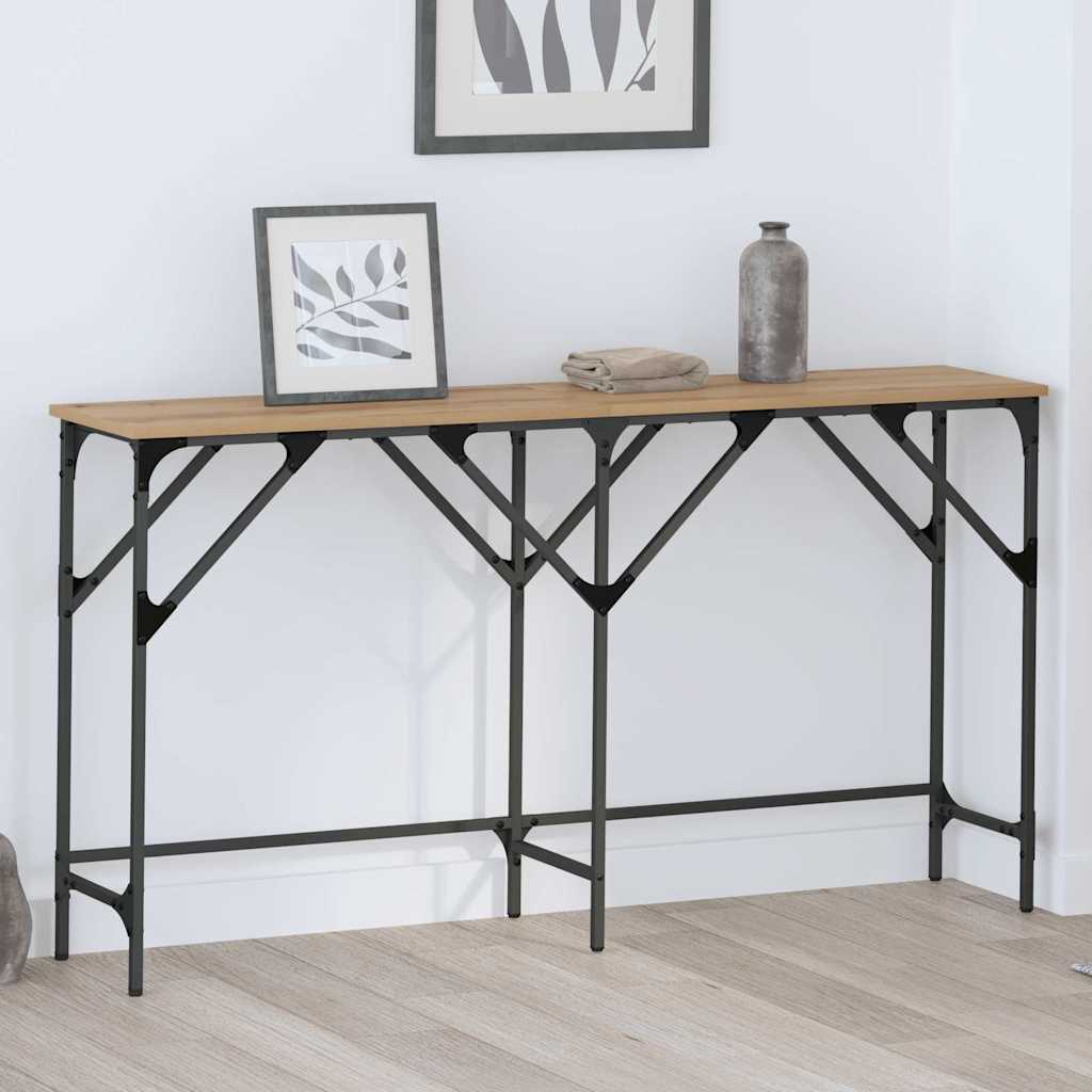 Wandtafel artisanaal eikenkleurig 140 x 29 x 75 cm Bewerkt hout