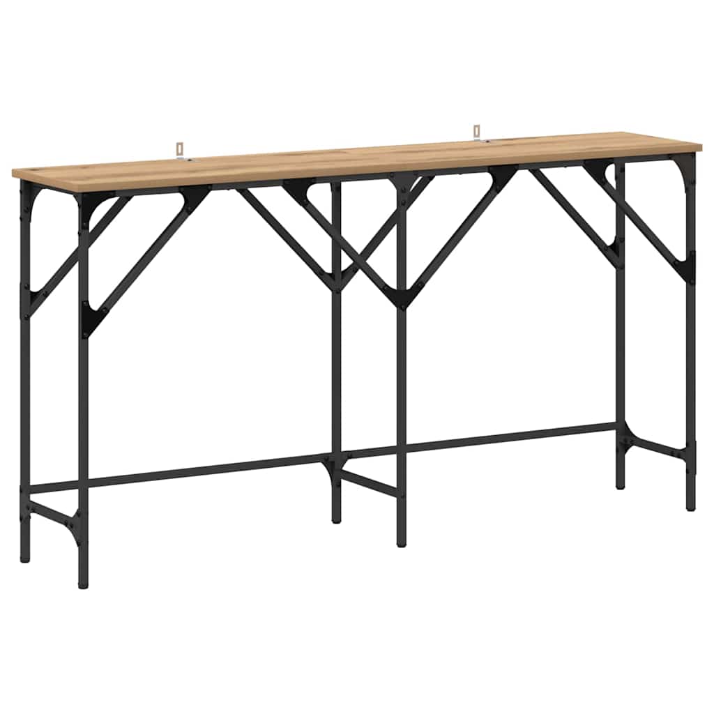 Wandtafel artisanaal eikenkleurig 140 x 29 x 75 cm Bewerkt hout