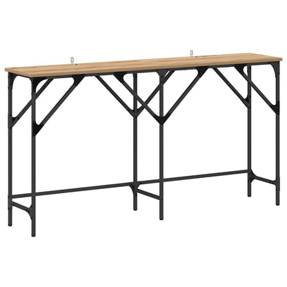 Wandtafel artisanaal eikenkleurig 140 x 29 x 75 cm Bewerkt hout