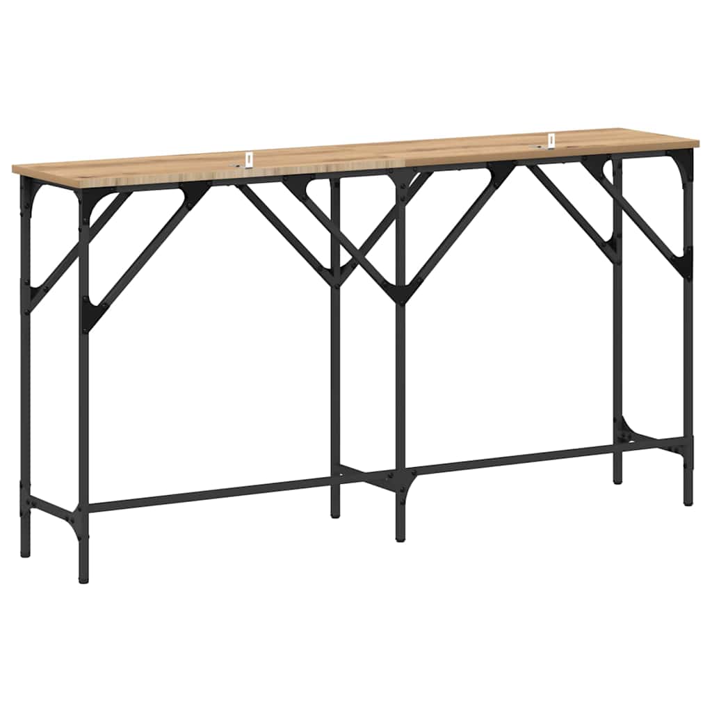 Wandtafel artisanaal eikenkleurig 140 x 29 x 75 cm Bewerkt hout