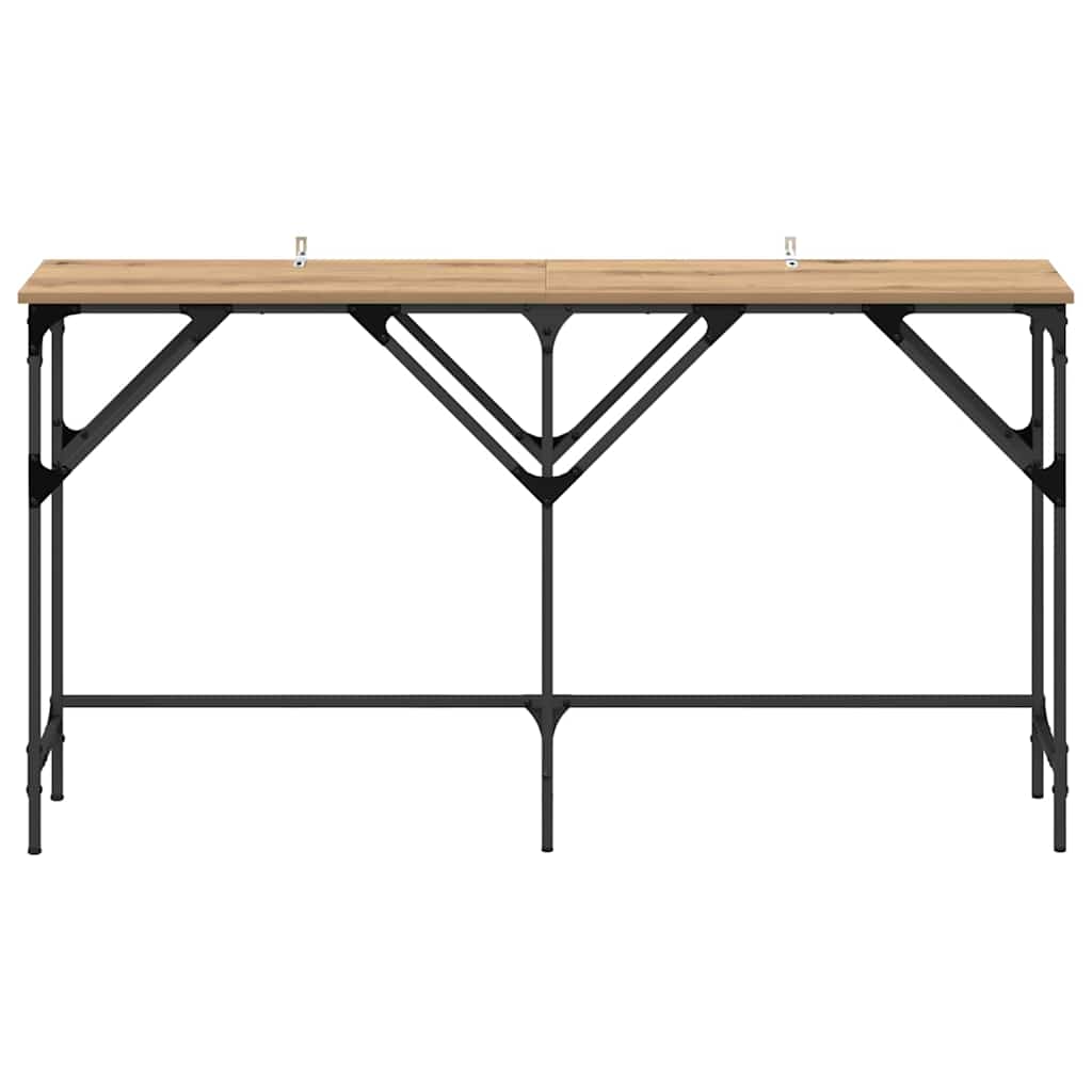 Wandtafel artisanaal eikenkleurig 140 x 29 x 75 cm Bewerkt hout