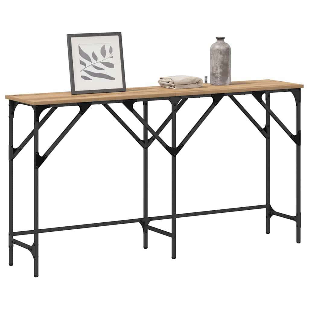 Wandtafel artisanaal eikenkleurig 140 x 29 x 75 cm Bewerkt hout
