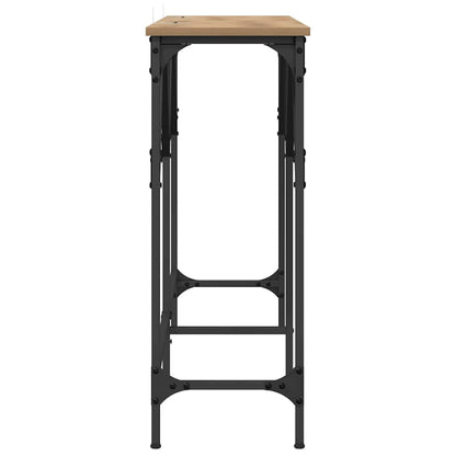 Wandtafel artisanaal eikenkleurig 140 x 29 x 75 cm Bewerkt hout