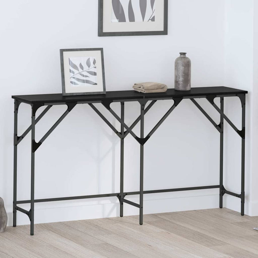 Wandtafel Zwart Eiken 140 x 29 x 75 cm Bewerkt hout