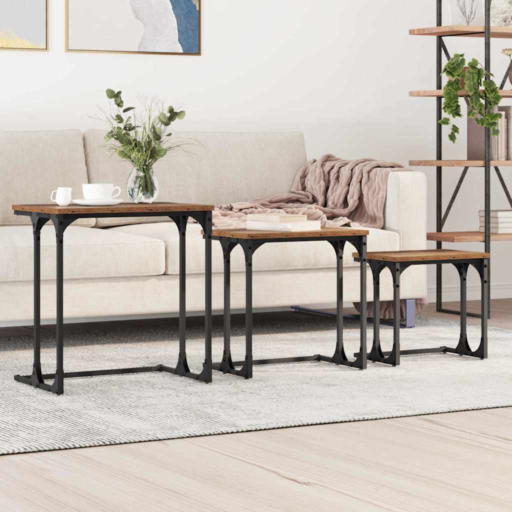Nesting Koffietafel 3 pcs Oud hout Bewerkt hout
