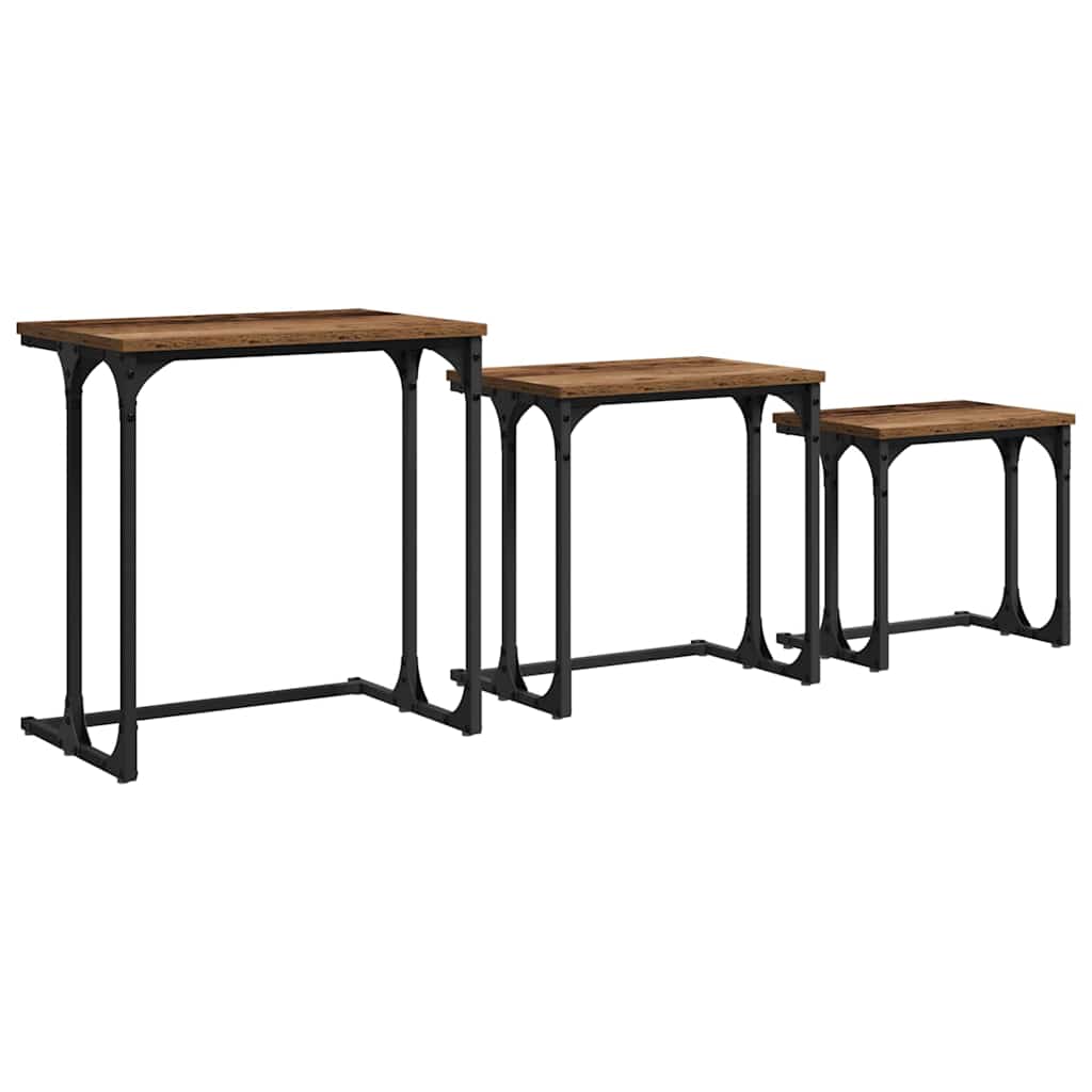 Nesting Koffietafel 3 pcs Oud hout Bewerkt hout