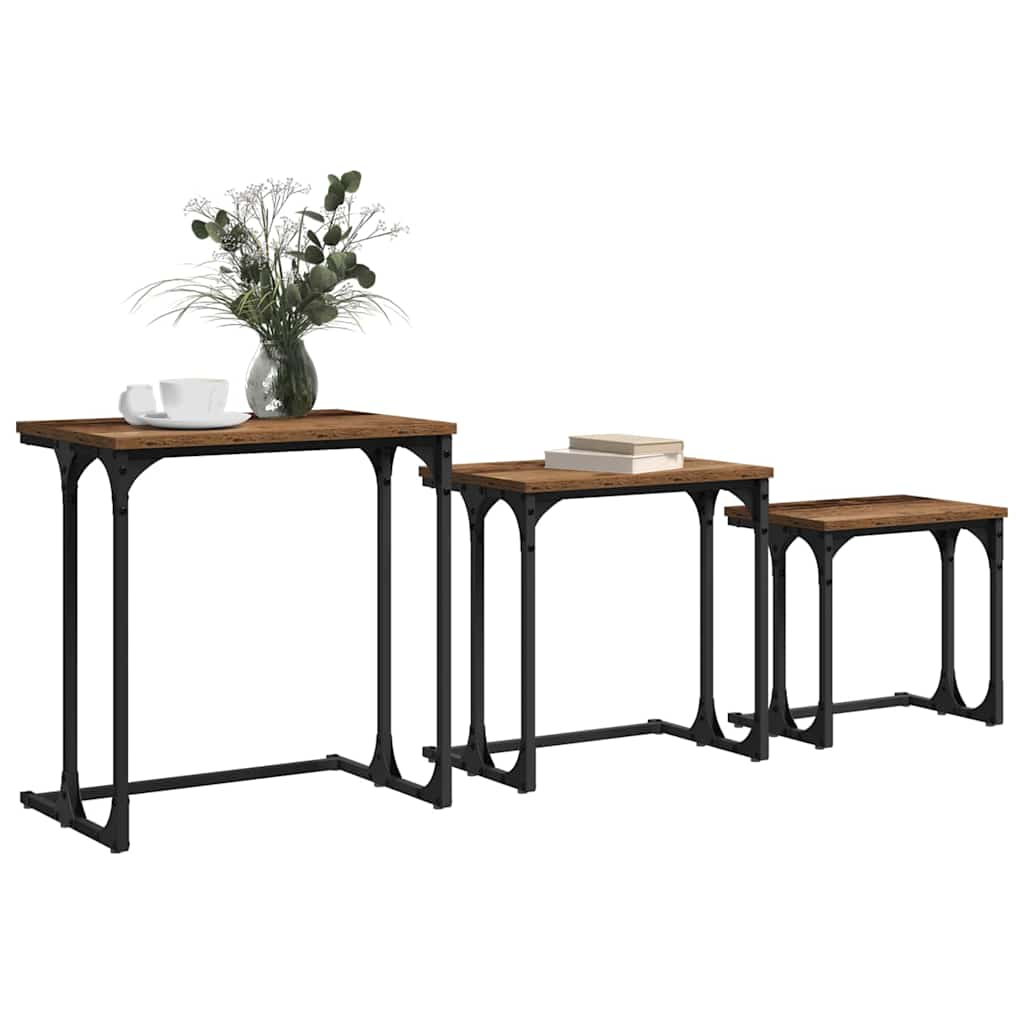 Nesting Koffietafel 3 pcs Oud hout Bewerkt hout