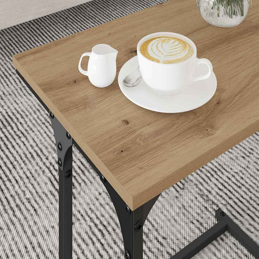 Nesting Koffietafel 3 pcs artisanaal eikenkleurig Bewerkt hout