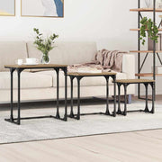 Nesting salontafel set 3 stuks bewerkt hout eikenkleurig