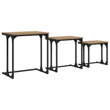 Nesting Koffietafel 3 pcs artisanaal eikenkleurig Bewerkt hout