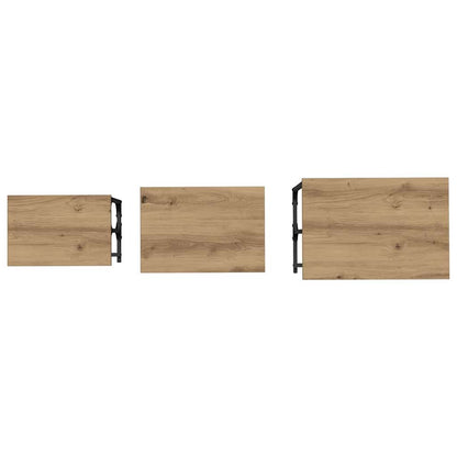 Nesting Koffietafel 3 pcs artisanaal eikenkleurig Bewerkt hout