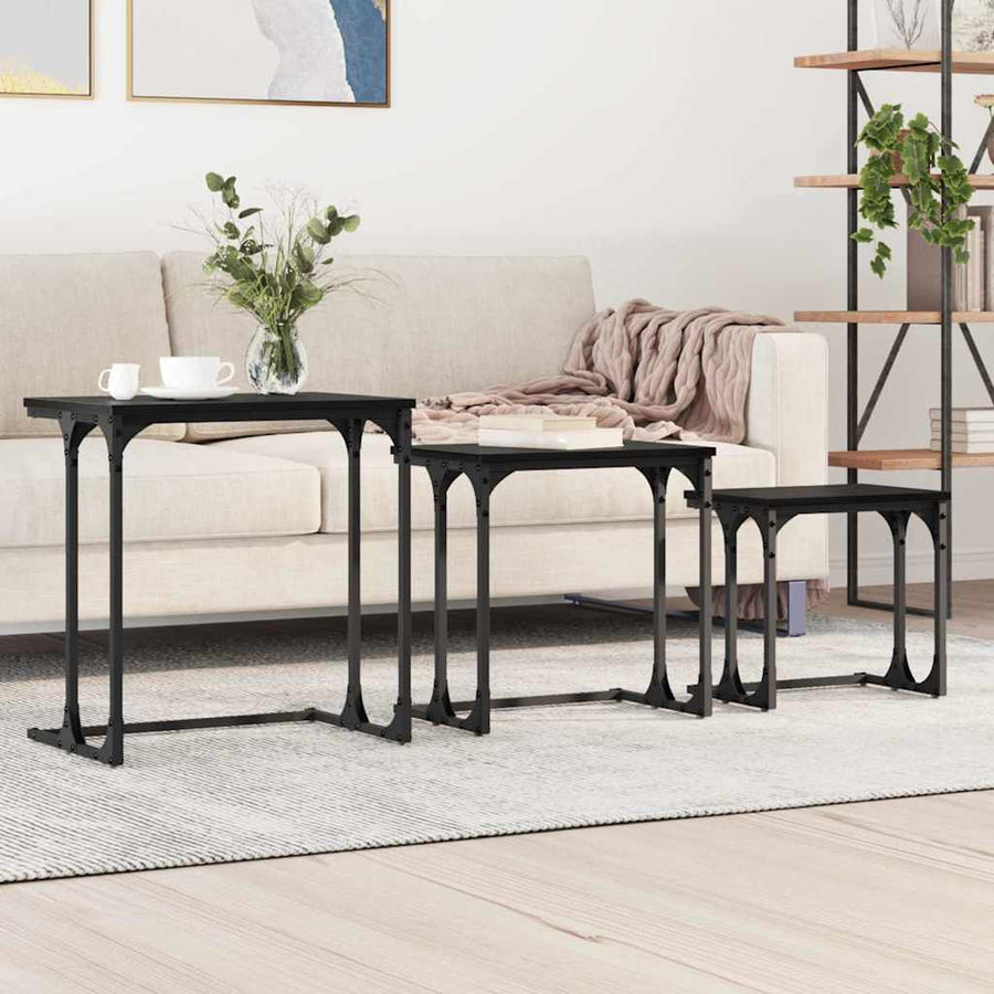 Nesting Koffietafel 3 pcs Zwart eiken Bewerkt hout