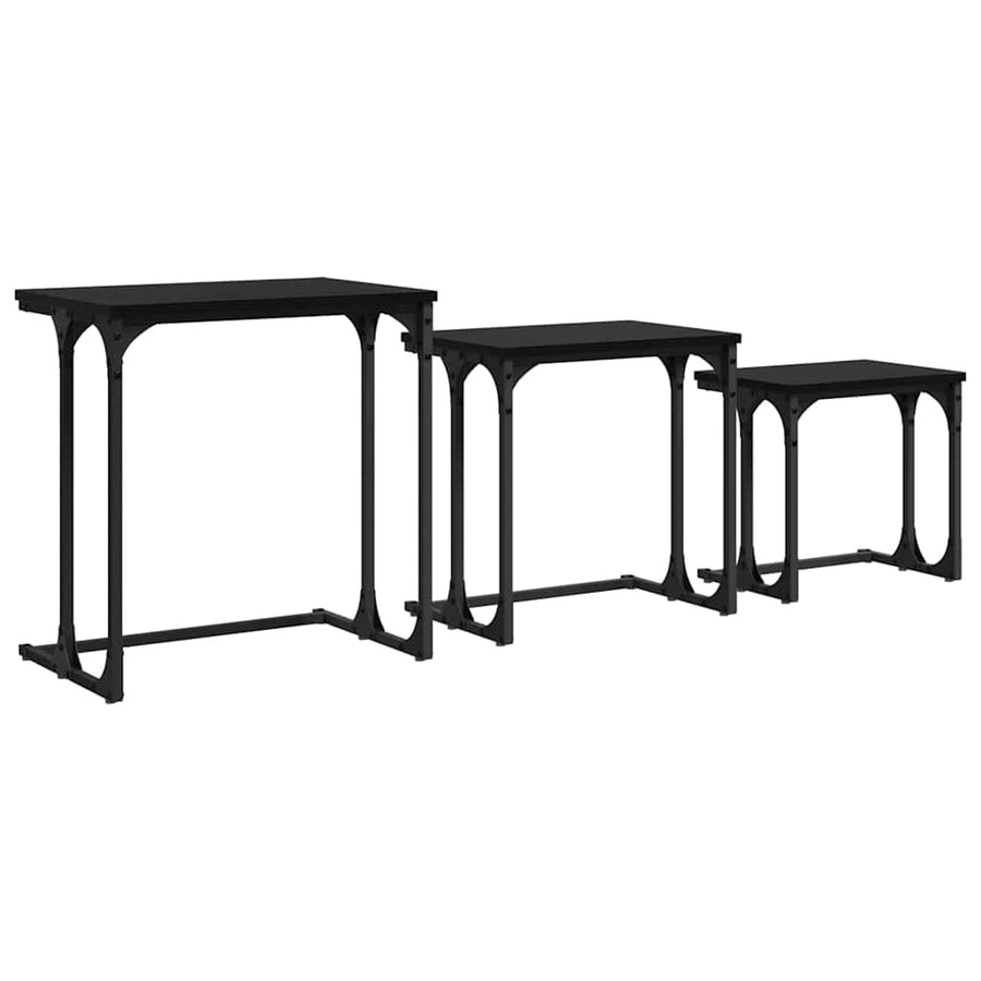 Nesting Koffietafel 3 pcs Zwart eiken Bewerkt hout