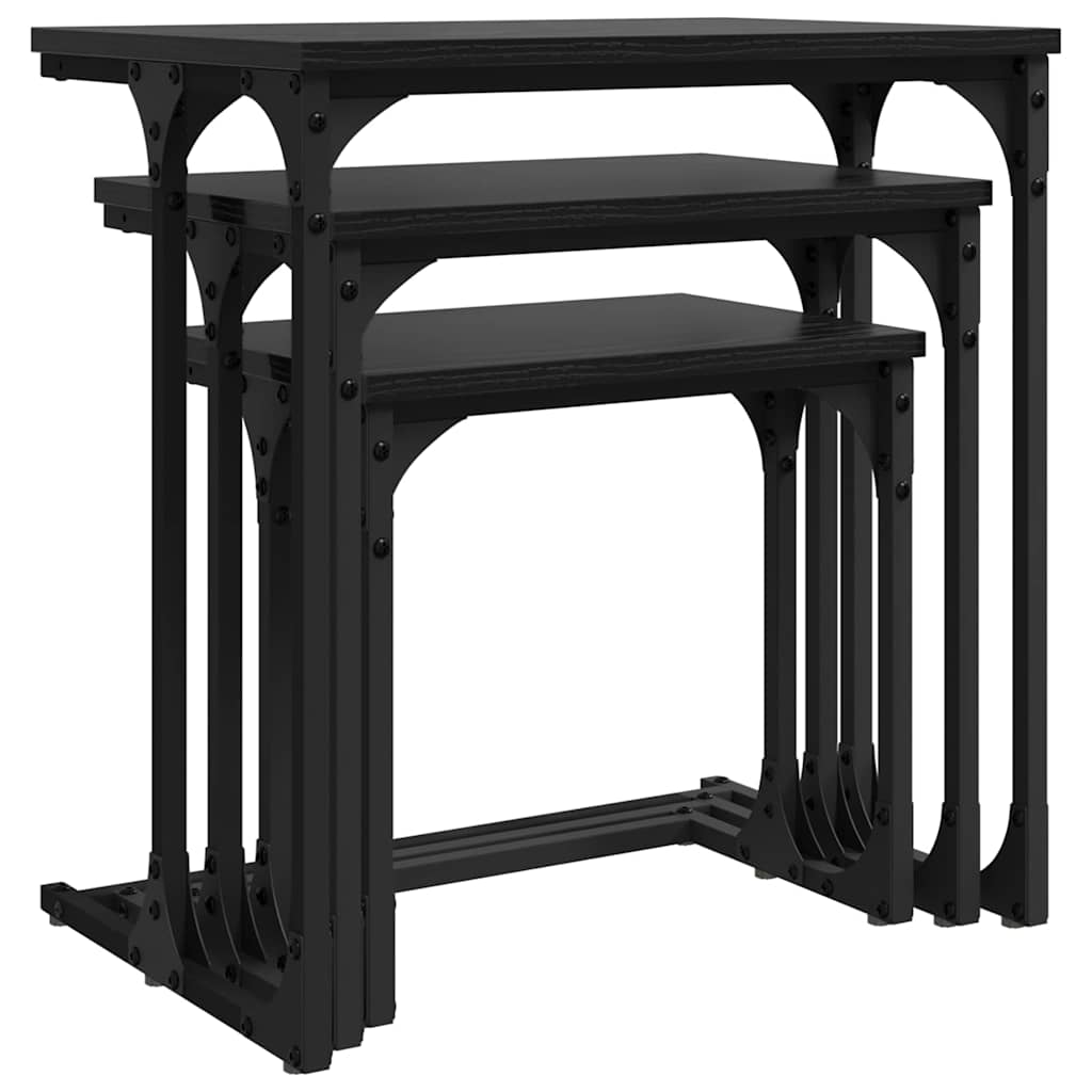 Nesting Koffietafel 3 pcs Zwart eiken Bewerkt hout