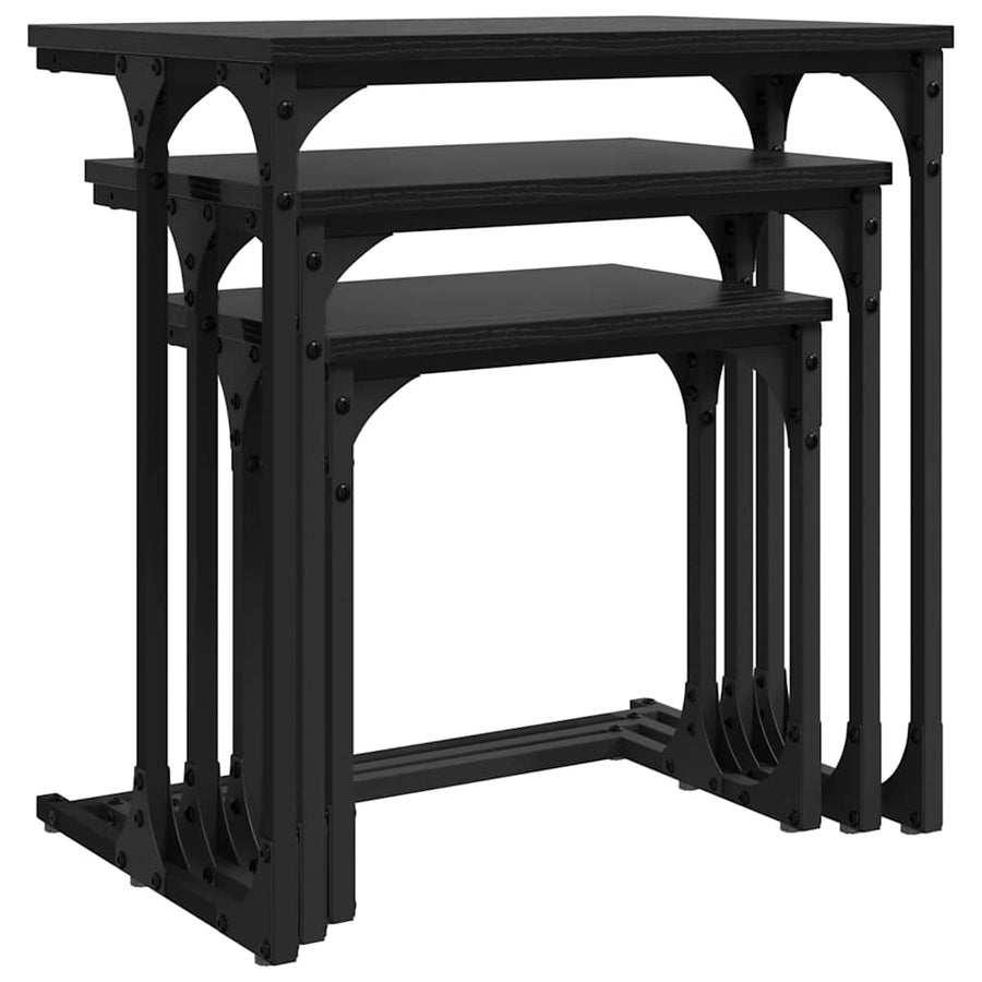 Nesting Koffietafel 3 pcs Zwart eiken Bewerkt hout