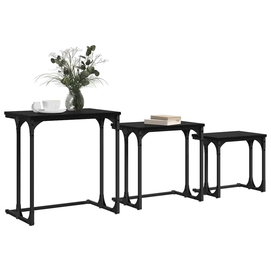 Nesting Koffietafel 3 pcs Zwart eiken Bewerkt hout