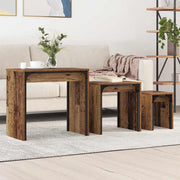 Salontafel set 3 stuks bewerkt hout